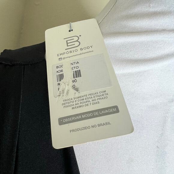 Emporio Body Bodysuit XS/SM Black Plunge V-Neck Padded Sleeveless Brazil Womens - Picture 7 of 10